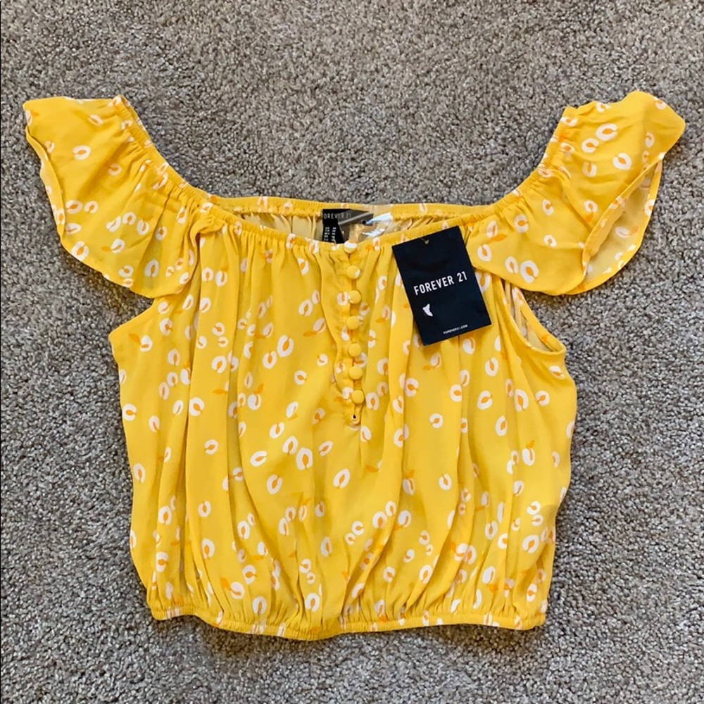 Forever 21 Yellow Off the Shoulder Top